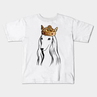 Afghan Hound Dog King Queen Wearing Crown Kids T-Shirt